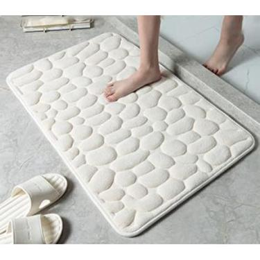 Imagem de SHENGANG Tapete de banho para banheiro Tapetes antiderrapantes na pia Banheira Tapete de chão lateral Capacho de banheiro Almofada de espuma de memória, branco, 40x60cm