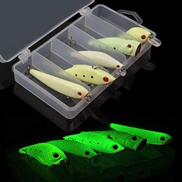 Imagem de Kit de iscas de isca de pesca brilhante – 5 peças de iscas de pesca luminosas ViB piercing de piercing de lapela de lapela artificial com caixa de aderência para baixo água salgada água doce