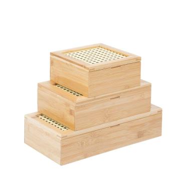 Imagem de Kit chá com caixa de bambu com palhinha 4/8 nichos 3pç-Oikos