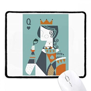 Imagem de Mouse pad com ilustração de cartas de baralho padrão Q borda costurada tapete de borracha para jogos, Apoio Mouse
