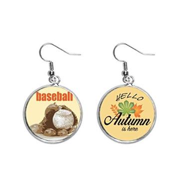 Imagem de Baseball America Teamwork Ear Pingente Folha Outono Brinco Joias