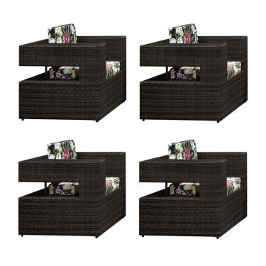 Imagem de Kit 4 Poltronas em Fibra Sintética Camburiú - Café