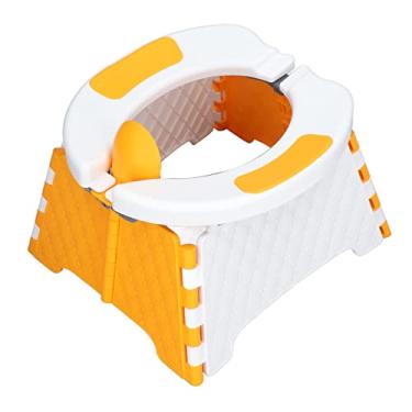Imagem de Bacio Infantil Dobrável, Penico Portátil Unissex para Viagem para Bebês Tamanho Compacto Com 30 Bolsas de Limpeza para Uso Interno e Externo (Almofada Rígida Laranja)