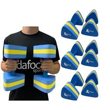 Imagem de Kit 3 Pares de Halteres Hidroginástica Grande em EVA DF1093-A G 3 a 4kg Azul/Amarelo