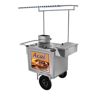 Imagem de Carrinho de Açaí Inox Toldo e Rodas Pneumáticas L16P/T Cefaz