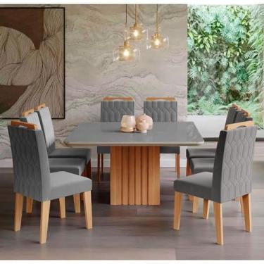 Imagem de Conjunto Sala de Jantar Mesa Ana 130x130 cm e 8 Cadeiras Paola Cimol Nature/off White/joli