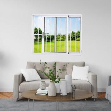 Imagem de Janela Vitrô de Alumínio 2 Folhas 100 x 150cm Linha 25 com Grade Esquadrias Bergamo Branco