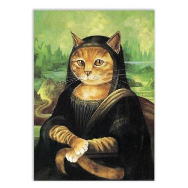 Imagem de Placa Decorativa A2 Engraçado Monalisa Gata Da Vinci Poster Poster
