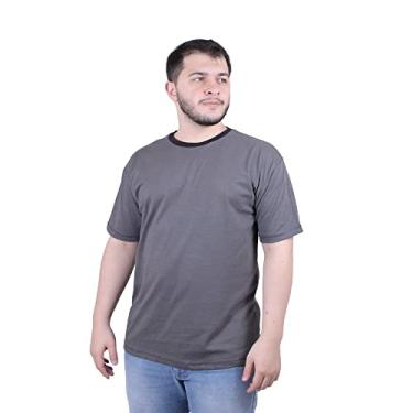 Imagem de Camiseta Masculina Adulto Cia da Malha Básica Com Fio Trançador Chumbo Cor:Chumbo;Tamanho:G