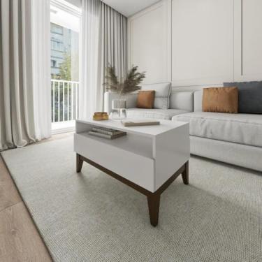 Imagem de Mesa de Centro 80cm 1 Gaveta Fresh Branco/imbuia
