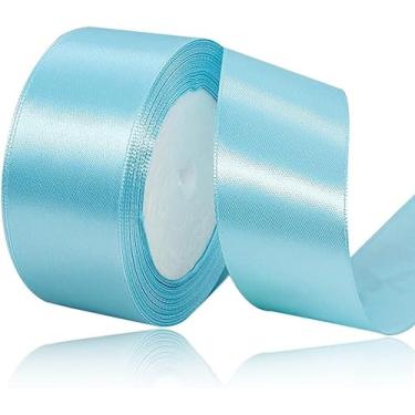 Imagem de Fita azul celeste de 3,5 cm, fitas de tecido de cetim de 25 metros para embrulho de , guirlanda de Natal, enfeites de árvore de Natal, fabricação de laços, artesanato DIY, projetos de