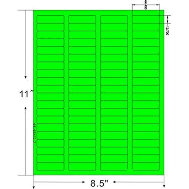 Imagem de Etiquetas de endereço de tamanho compatível com FBA e palavra verde fluorescente 80UP 4,4 x 1,2 cm 80 etiquetas por folha. Jato de tinta e laser garantidos. (100 folhas)