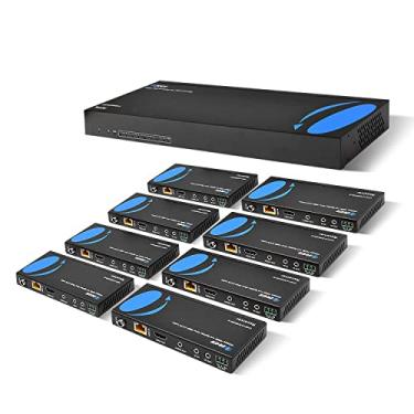 Imagem de Divisor extensor HDMI 1x8 HDBaseT 4K por OREI Múltiplos sobre um cabo CAT6/7 4K @60Hz 4:4:4 HDCP 2.2 com controle remoto IR EDID, HDR – até 100 m – Loop Out – Baixa latência – Suporte completo
