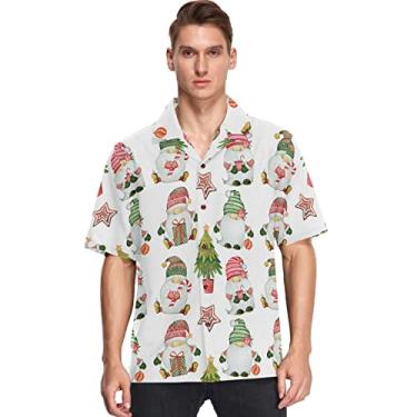 Imagem de Camisas havaianas masculinas de manga curta Aloha Beach Camisa casual de verão com botões, Multicolorido, XG