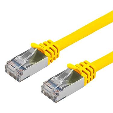 Imagem de Buhbo Cabo de rede Ethernet RJ45 blindado CAT7 de 3 pés 10 Gbps 600 MHz (pacote com 24), amarelo