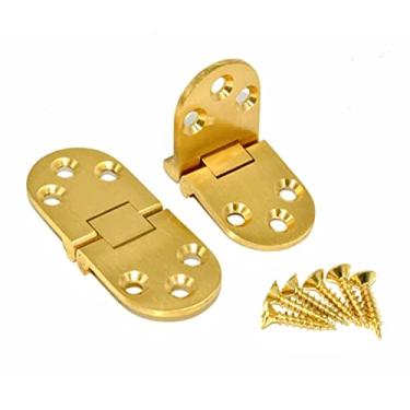 Imagem de Par de dobradiças com aba de latão, dobradiça dobrável para mesa, dobradiças de bandeja de mordomo de latão, ferragens ocultas para móveis (71 mm x 30 mm)