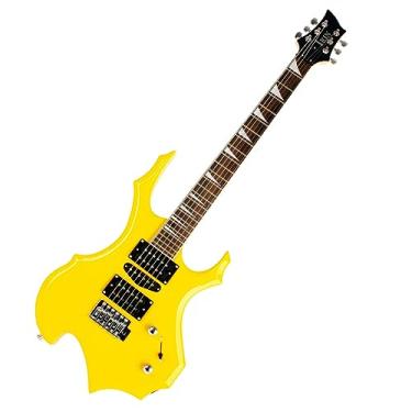Imagem de Guitarra elétrica, guitarra elétrica de jacarandá de 24 pés, guitarra elétrica para iniciantes, guitarra elétrica profissional, kit de guitarra, baixo (amarelo)