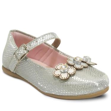 Imagem de Sapatilha Feminina Menina Infantil Nº 20 ao 27 Sapato Rasteira Mary Jane Blogueirinha Casual 02.46i (Prata, BR, Criança de 1 a 3 anos, Numérico, 23)