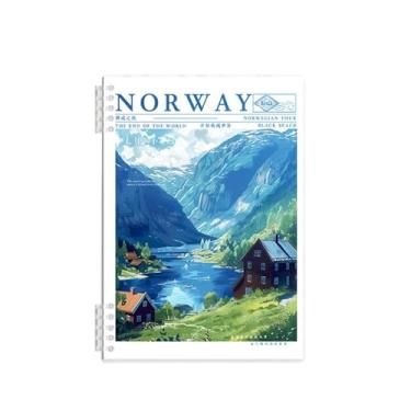 Imagem de Caderno de folhas soltas não irritantes, caderno de bobina de paisagem de estilo europeu destacável - montanha de neve (B5/60 folhas/estilo de grade)