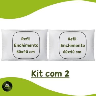 Imagem de KIT 2 Refis Enchimento para Almofada em Fibra Siliconada 60x40 cm - ba