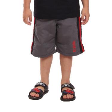 Imagem de Bermuda Tactel Ox Silver Estilo Short, Cinza, Vermelho, 4, Menino