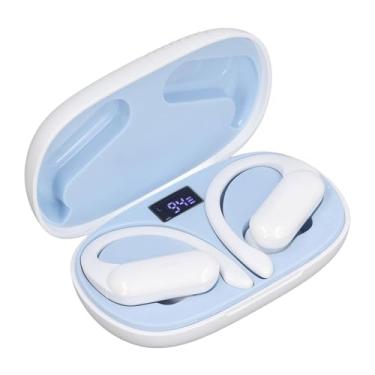 Imagem de Fones de Ouvido Abertos, Fones de Ouvido Esportivos Sem Fio Bluetooth V5.3 Com Estojo de Carregamento Com Display Digital 40 Horas de Reprodução para Correr, Caminhar (Branco)