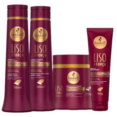 Imagem de Kit Haskell Liso com Força Sh Cond Máscara 500ml 4 Itens Completo