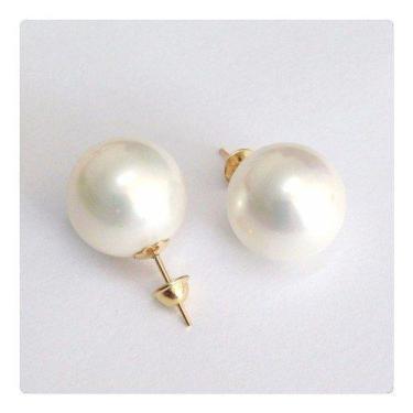 Imagem de Brincos De Perola Shell 10mm De Ouro 18k 750 - RD Magazine