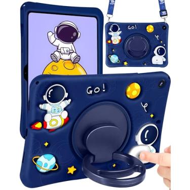 Imagem de Wazzasoft Capa para Samsung Galaxy Tab A8 de 10,5 polegadas para meninos capa de astronauta fofa kawaii desenho animado astronauta divertido legal com alça giratória suporte + alça de silicone fundo