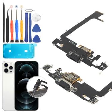 Imagem de Conector Dock para iPhone 11 Pro Max Porta de Carregamento Flex Substituição para iPhone 11 Pro Max USB Carregador Dock Board Conector com Ferramentas (Preto)