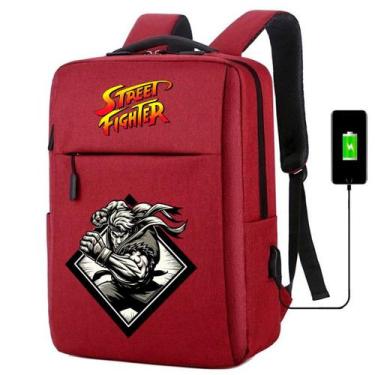 Imagem de Mochila USB Escolar Estampa Infantil Street Figther Notebooks, Trabalh