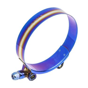 Imagem de Braçadeira de mangueira com parafuso em T ajustável de aço inoxidável titânio azul diâmetro Ranger para 78 – 86 mm