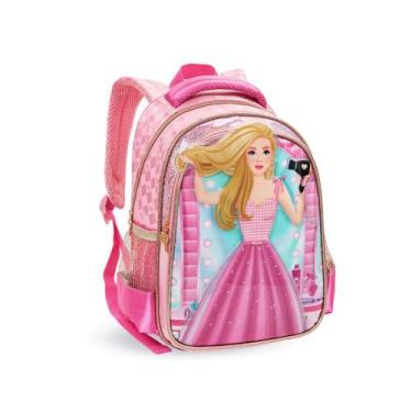 Imagem de Mochila Costas Creche Boneca Princesa Rosa Menina Pré Escola - Denlex