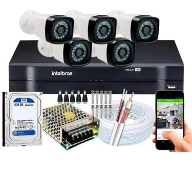 Imagem de Kit 5 Cameras Segurança Dvr Intelbras Full Hd 8ch full hd C/HD