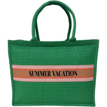 Imagem de Bolsa Verde Tote Feminina Verão Praia Férias Casual Viagem - Lis