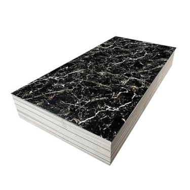 Imagem de Kit 10 Placas Adesivas Mármore Parede 60x30 Brinovar (Preto Brilhoso)