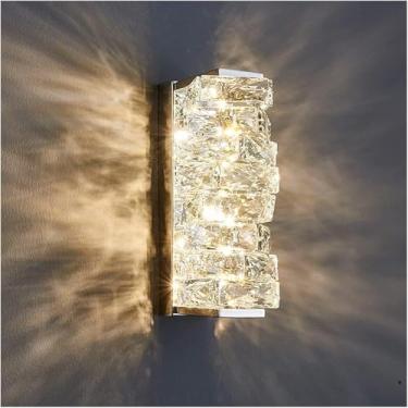 Imagem de Luminárias de parede de cristal de personalidade moderna nórdica 5W LED Fonte de luz Corpo da lâmpada de aço inoxidável Arandelas de parede Criatividade Fundo de parede Quarto Sala de estar