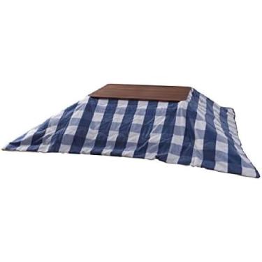 Imagem de ROOM ESSENCE Kotatsu Futon Edredom, peso leve, padrão xadrez, retângulo, 74,81" x 90,56" (190 x 230 cm), azul, KK-166BL
