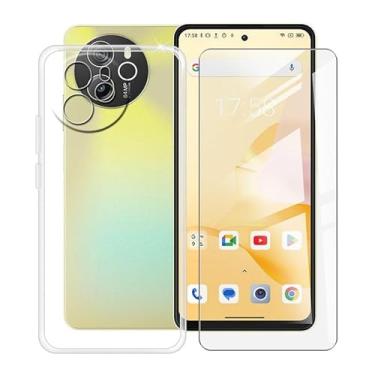 Imagem de HGJTFANY Capa de telefone + protetor de tela para Blackview Shark 8 (6,7 polegadas), capa ultrafina à prova de choque de silicone macio transparente para Blackview Shark 8 capa com vidro temperado -