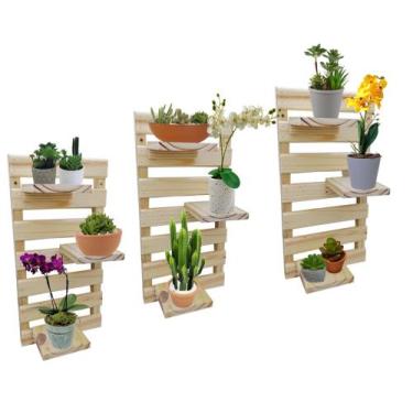 Imagem de 3 Painel Floreira Treliça Jardim Vaso Orquídea Plantas Suculentas - Re