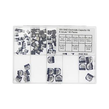 Imagem de 8 Valores total 95 Peças 35 Kit de capacitores eletrolíticos SMD 10uF 22uF 33uF 47uF 100uF 22uF 330uF 470uF
