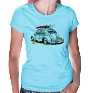 Imagem de Baby Look Fusca Vintage - Foca na Moda, Azul bebê, P