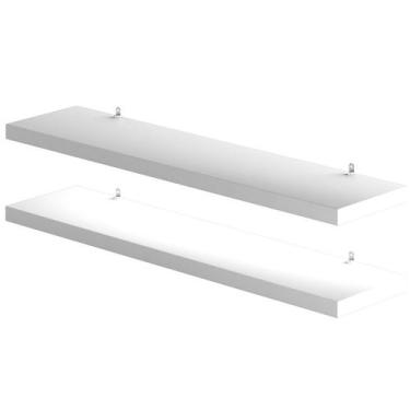 Imagem de Kit 2 Prateleiras Suspensas Parede Nicho 40x10cm MDF Branco Preto Mode