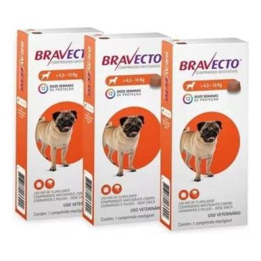 Imagem de Bravecto 4,5 A 10 Kg Cães Cachorro Antipulgas 250 Mg Kit 3