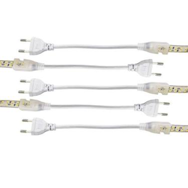 Imagem de Conector Plug Rabicho para Fita LED 8mm Kit 5 Unidades Fonte Tomada De