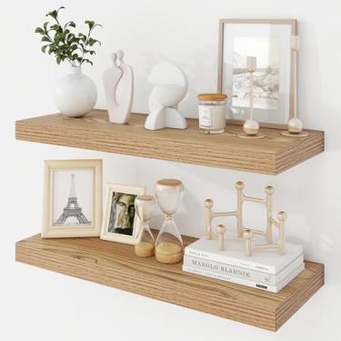 Imagem de Acovy Prateleiras flutuantes de 61 cm, prateleira flutuante de 23,5 cm de profundidade montada na parede, prateleiras de parede de 61 cm, estante profunda rústica, prateleiras grandes para exibição e