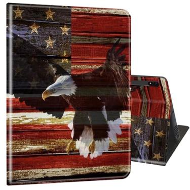 Imagem de Capa para Samsung Galaxy Tab S8 Plus 2022/S7 FE 2021/S7 Plus 2020 31.5 cm, capa completa ultrafina com suporte multiângulo com função despertar/hibernar - arte da bandeira americana águia careca
