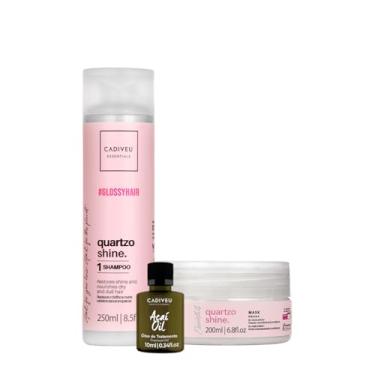 Imagem de Kit Cadiveu Professional Essentials Quartzo Shine Shampoo Máscara e Açaí Oil (3 produtos)