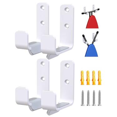 Imagem de MUSVOH 2 peças suporte de tábua de passar roupa suporte de parede branco, cabide de tábua de passar a ferro de aço inoxidável para lavanderia, gancho de suporte de tábua de passar a ferro de distância