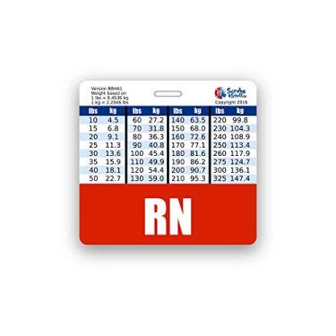 Imagem de RN Badge Buddy Horizontal com Tabela de Conversão de Altura e Peso (Padrão, Vermelho)